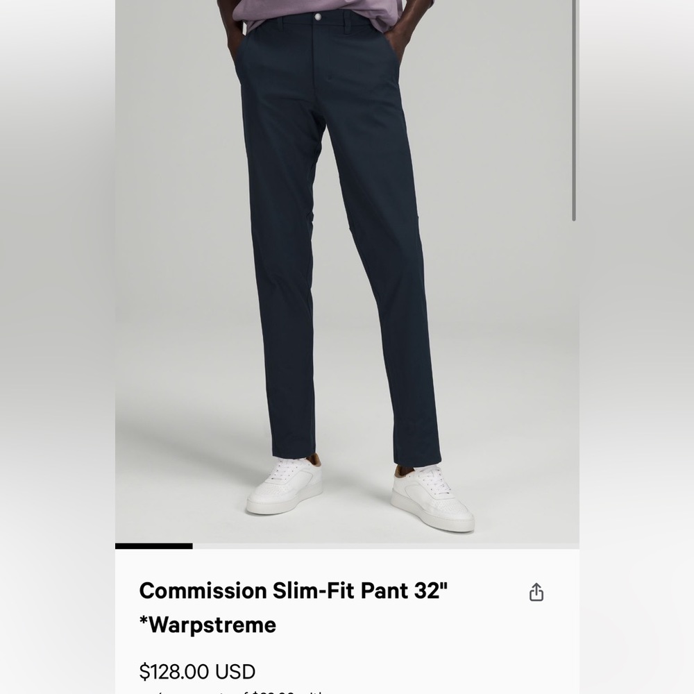 Men’s Lululemon Commission slim fit warpstreme 30x32 True Navy